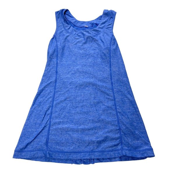 Lululemon Tops - Lululemon Dash Tank Top Heathered Blue Size 6 Ruffle Back Sleeveless Stretch